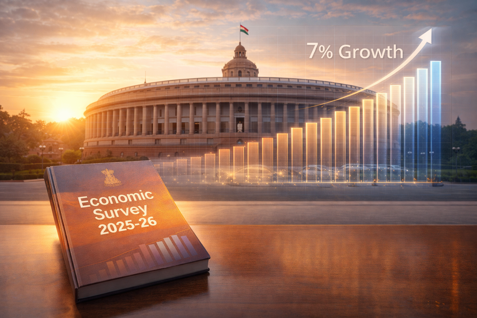 SamacharToday.co.in - आर्थिक सर्वेक्षण 2026 भारत को 'अपरिहार्य' बनाने का लक्ष्य - AI Generated Images