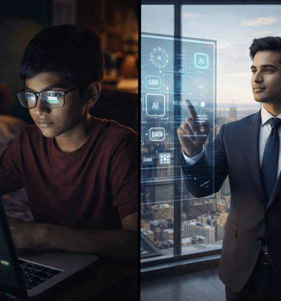 SamacharToday.co.in - यूट्यूब से कोडिंग सीखकर बनाई AI कंपनी रुचिर बरोनिया की प्रेरक कहानी - Image by AI Generated