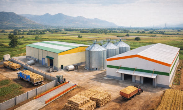 SamacharToday.co.in - सहकारी क्षेत्र में विश्व की सबसे बड़ी अनाज भंडारण योजना किसानों के लिए नया सवेरा - AI Generated Image