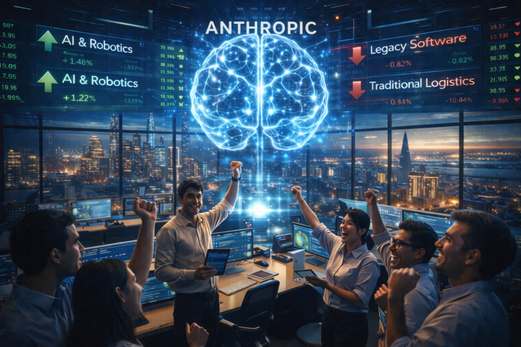 SamacharToday.co.in - बाजार में उथल-पुथल के बीच एंथ्रोपिक का मूल्यांकन $350 बिलियन पहुँचा - AI Generated Image