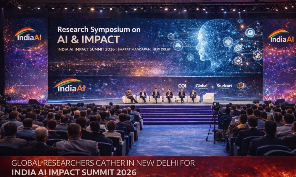 SamacharToday.co.in - इंडिया एआई इम्पैक्ट समिट शोध और नीति के बीच सेतु बने वैश्विक विशेषज्ञ - AI Generated Image