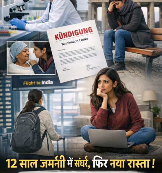 SamacharToday.co.in - जर्मनी में भारतीय वैज्ञानिक के संघर्ष ने छेड़ी नई बहस - AI Generated Image