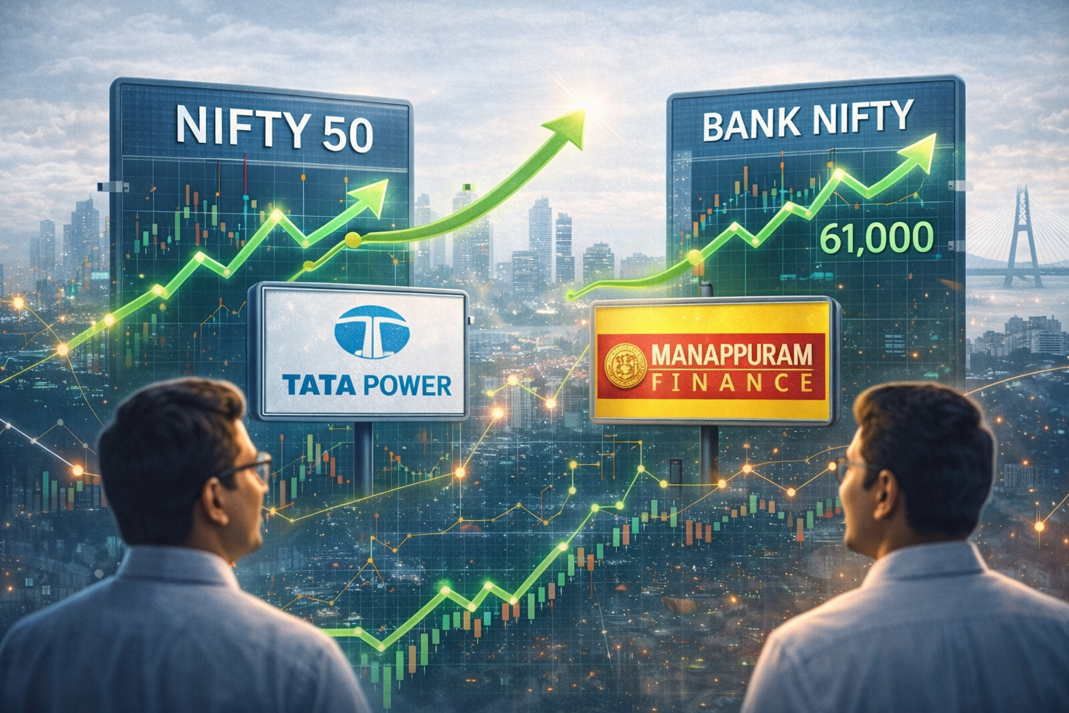 SamacharToday.co.in - बाजार का रुझान 13 फरवरी के लिए टॉप स्टॉक्स - AI Generated Image
