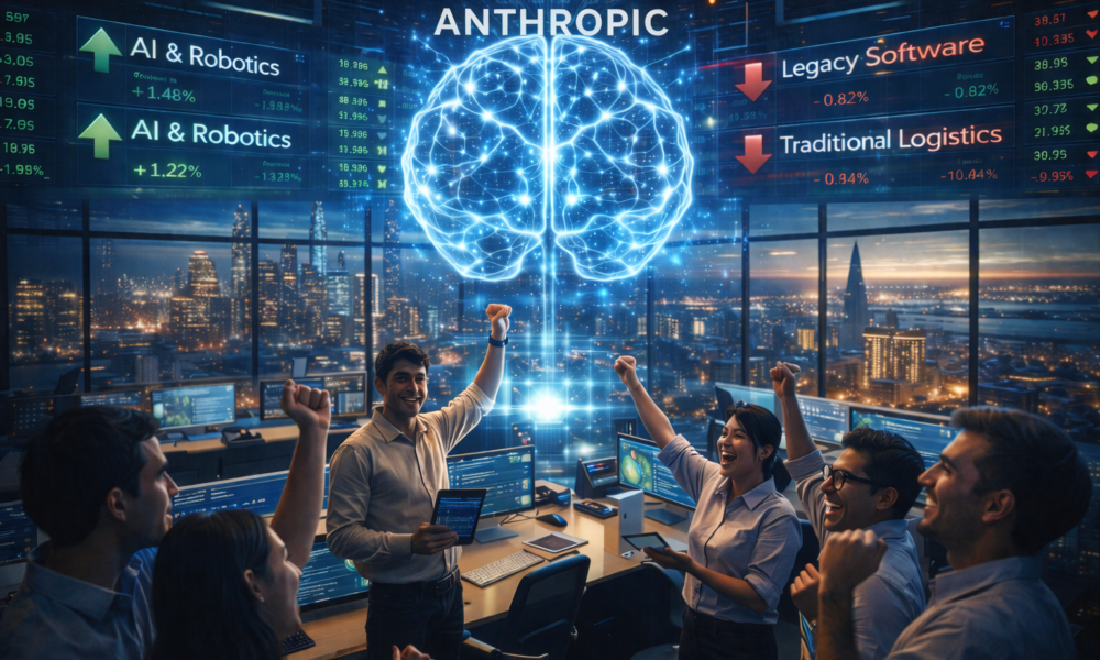 SamacharToday.co.in - बाजार में उथल-पुथल के बीच एंथ्रोपिक का मूल्यांकन $350 बिलियन पहुँचा - AI Generated Image