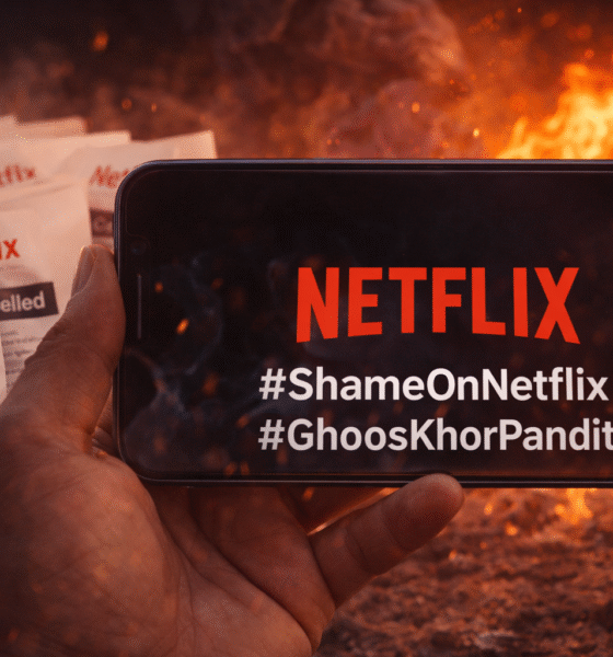 SamacharToday.co.in - विवादास्पद शीर्षक पर नेटफ्लिक्स के खिलाफ सोशल मीडिया पर भारी आक्रोश - AI Generated Image