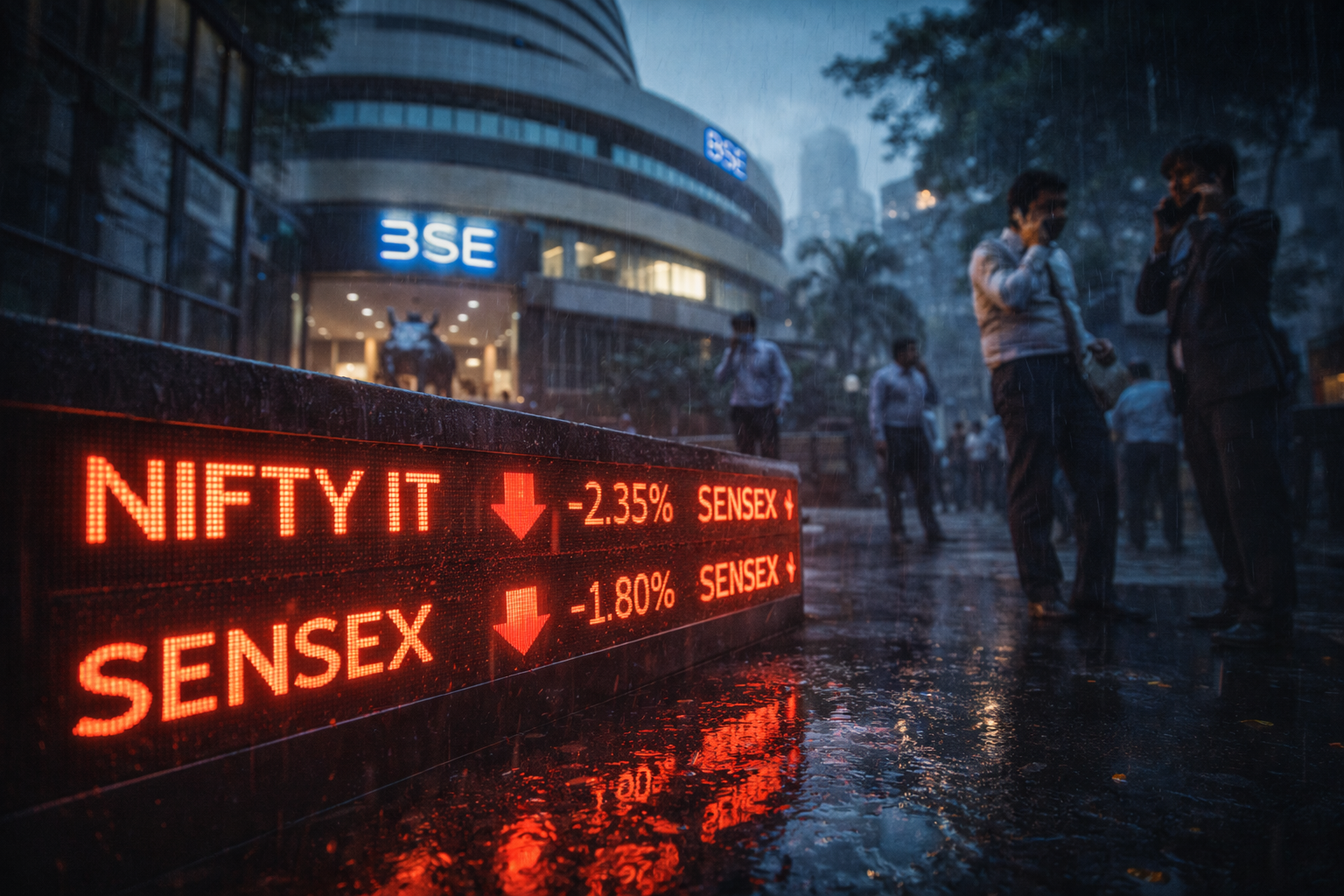 SamacharToday.co.in - सेंसेक्स 900 अंक टूटा, आईटी शेयरों में भारी गिरावट - AI Generated Image
