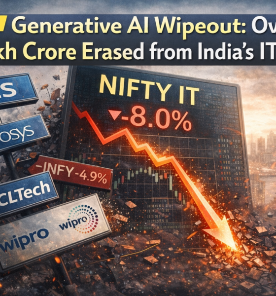 SamacharToday.co.in - ₹6 लाख करोड़ की बिकवाली से परे भारतीय आईटी क्षेत्र का 'ग्रेट एआई रीइन्वेंशन' - AI Generated Image