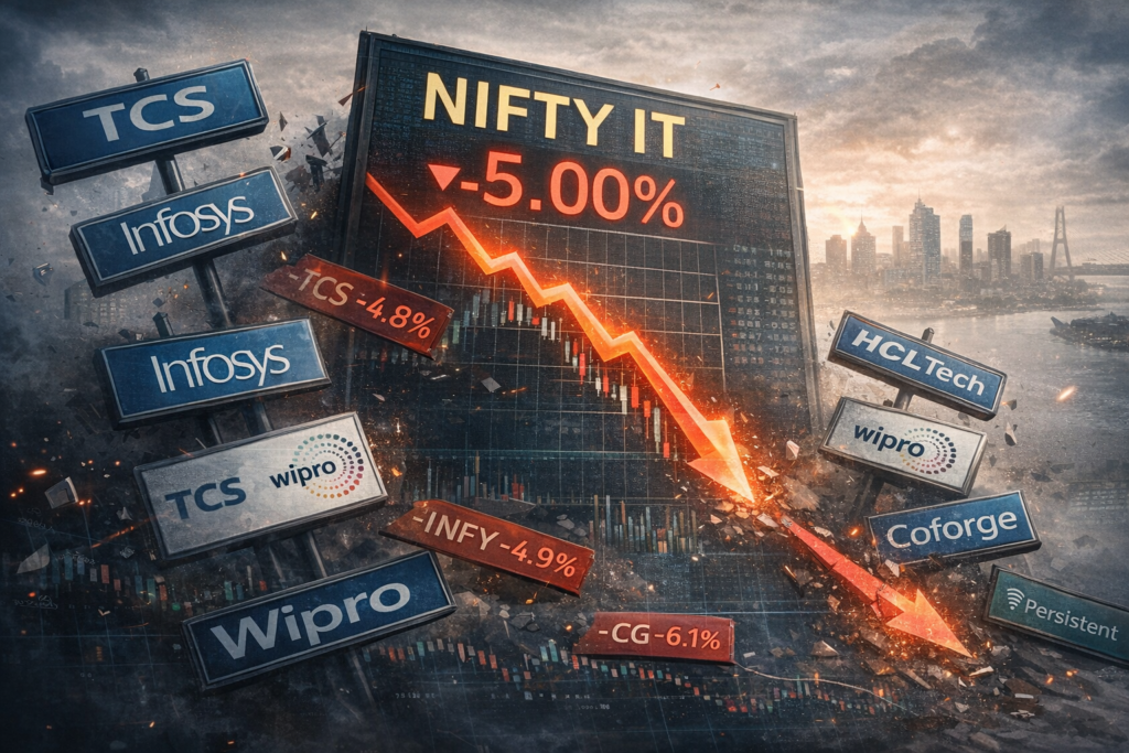 Samachartoday.co.in - एआई और अमेरिकी आंकड़ों के दबाव में आईटी शेयर धराशायी - AI Generated Image