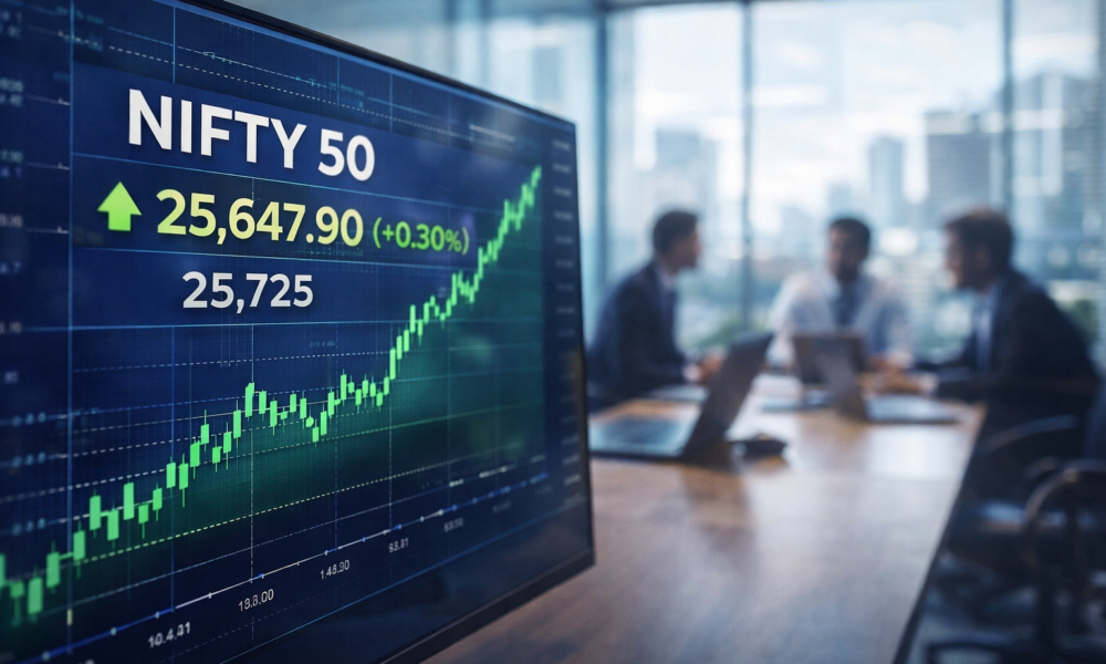 Samachartoday.co.in - निफ्टी 50 में मामूली बढ़त, अडानी पोर्ट्स चमका - AI Generated Image