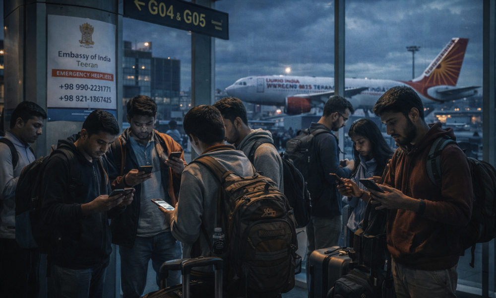 Samachartoday.co.in - भारत की ईरान में मौजूद नागरिकों को तत्काल वापसी की सलाह - AI Generated Image