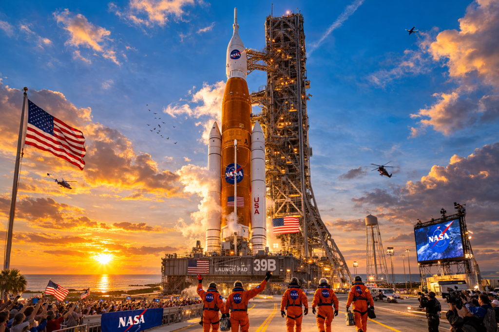 SamacharToday.co.in - आर्टेमिस II चंद्रमा की ओर नासा की एक और बड़ी छलांग - AI Generated Image