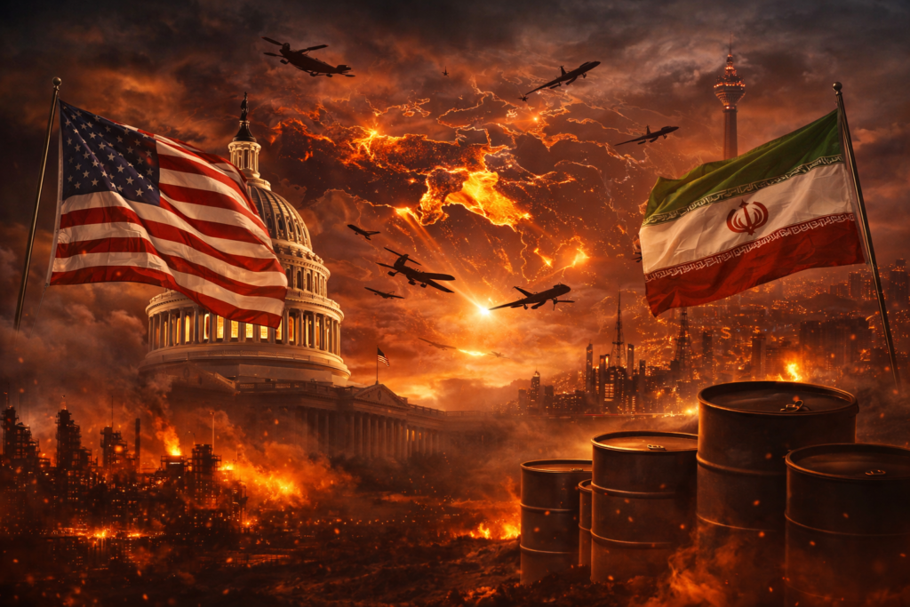 SamacharToday.co.in - ईरानी नेतृत्व से ट्रंप ने की बिना शर्त आत्मसमर्पण की मांग - AI Generated Image