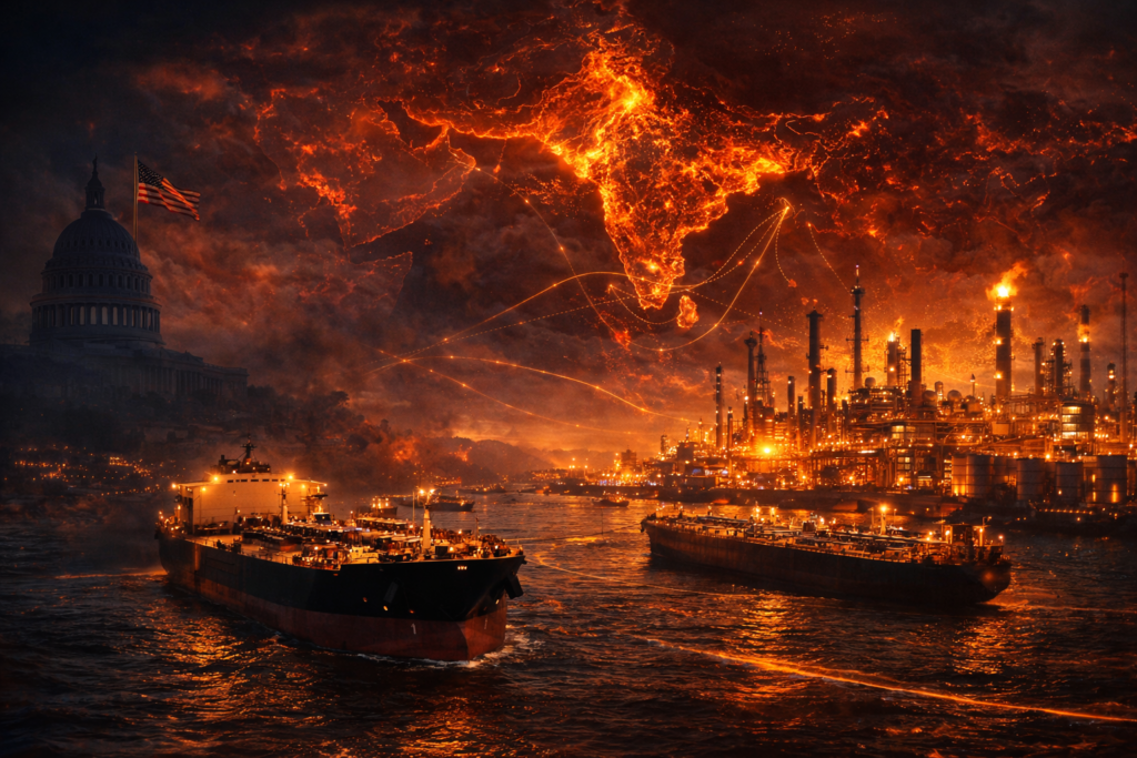 SamacharToday.co.in - तेल बाजार को स्थिर करने के लिए अमेरिका ने मांगी भारत की मदद - AI Generated Image