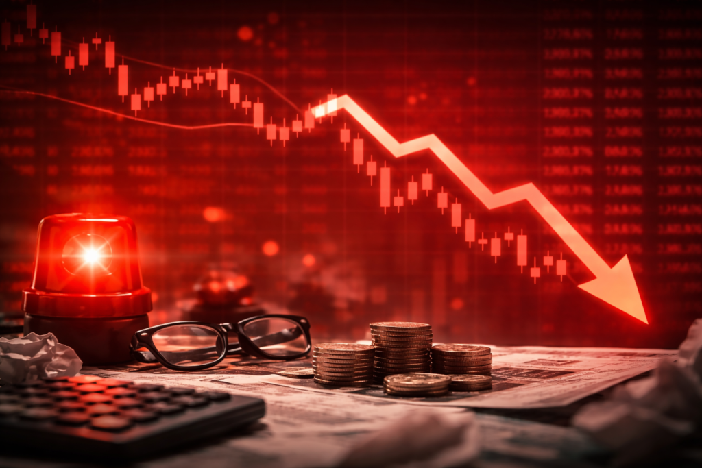 SamacharToday.co.in - ब्लैक मंडे वैश्विक उथल-पुथल के बीच सेंसेक्स 1,200 अंक टूटा - AI Generated Image