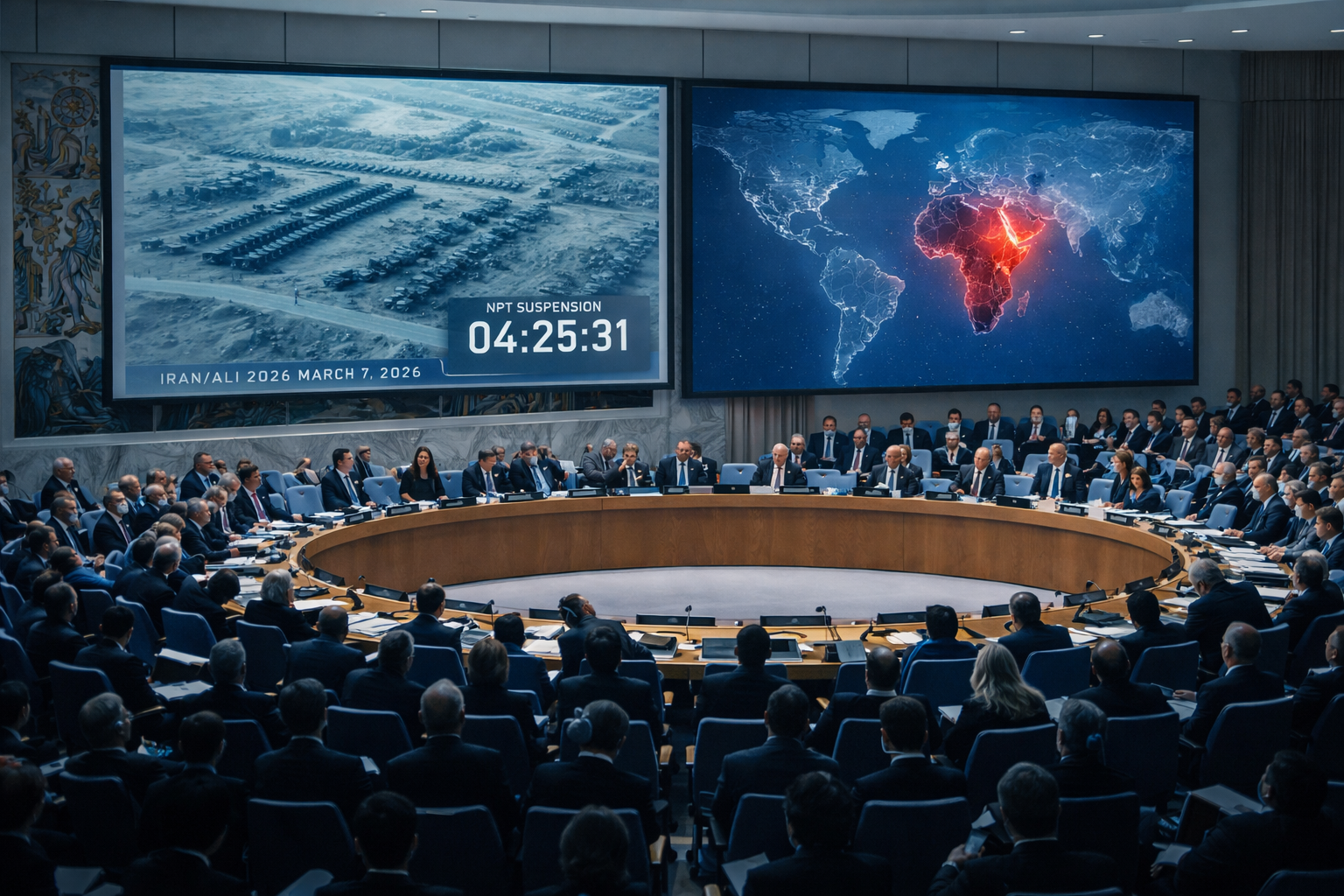 SamacharToday.co.in - ईरान की परमाणु चेतावनी और दस लाख सैनिक तैनात - AI Generated Image