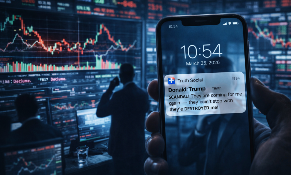 SamacharToday.co.in - ट्रंप के ईरान दावों पर इनसाइडर ट्रेडिंग का बढ़ा संदेह - AI Generated Image