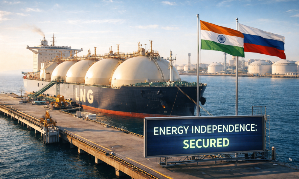 SamacharToday.co.in - पश्चिम एशिया संकट के बीच भारत-रूस ऊर्जा संबंध - AI Generated Image