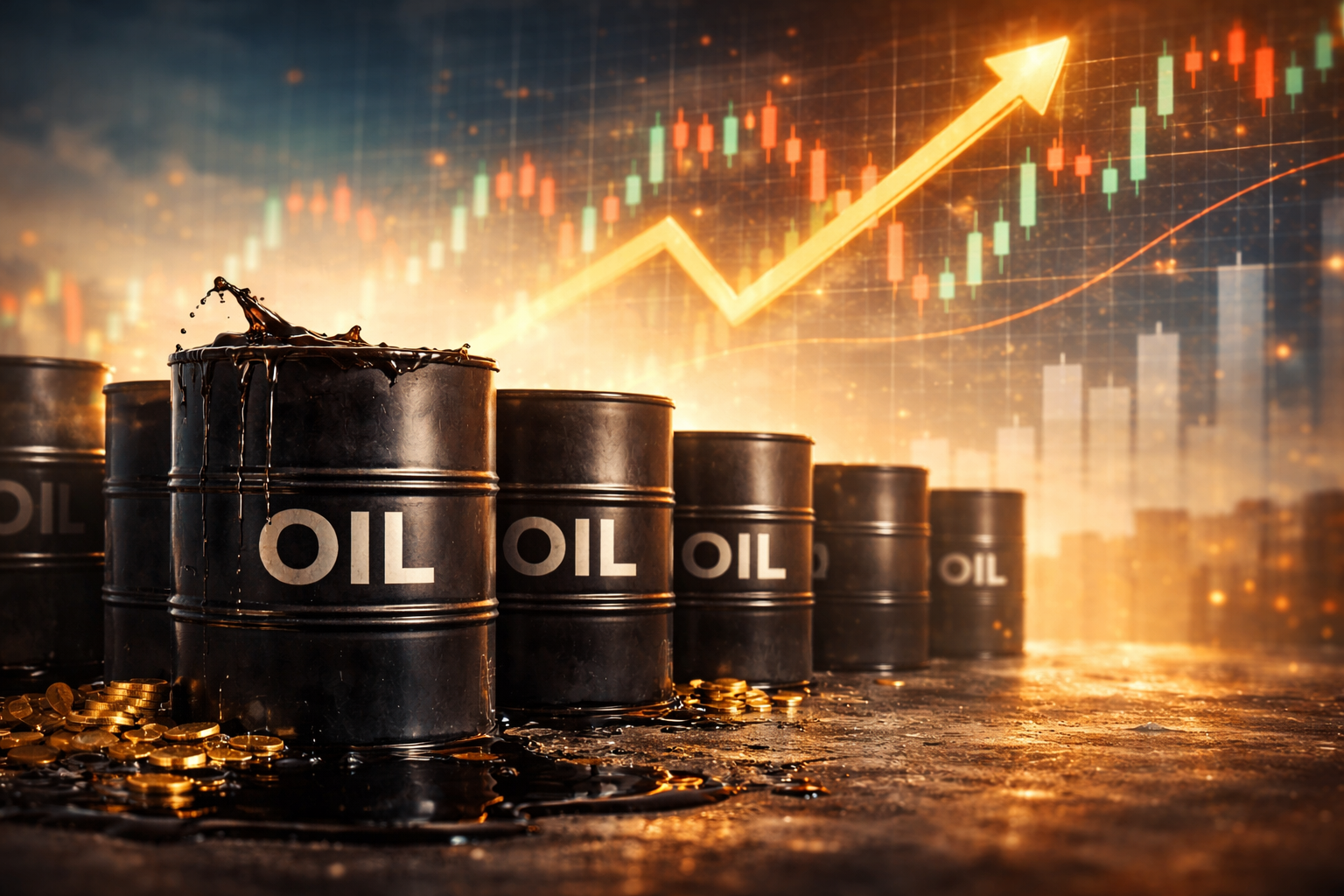 Samachartoday.co.in - मध्य पूर्व युद्ध के बीच वैश्विक तेल की कीमतों में 29% का भारी उछाल - AI Generated Image