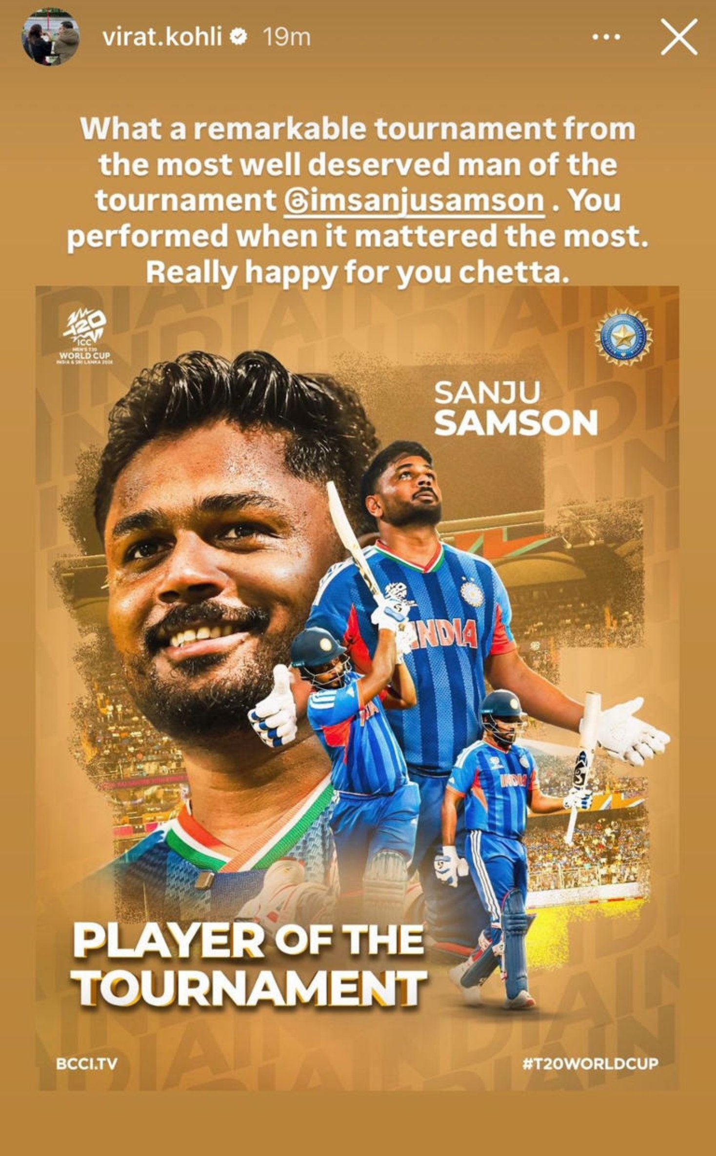 SamacharToday.co.in - ऐतिहासिक जीत के बाद कोहली ने 'चेट्टा' सैमसन को सराहा - Image Credited by India Today