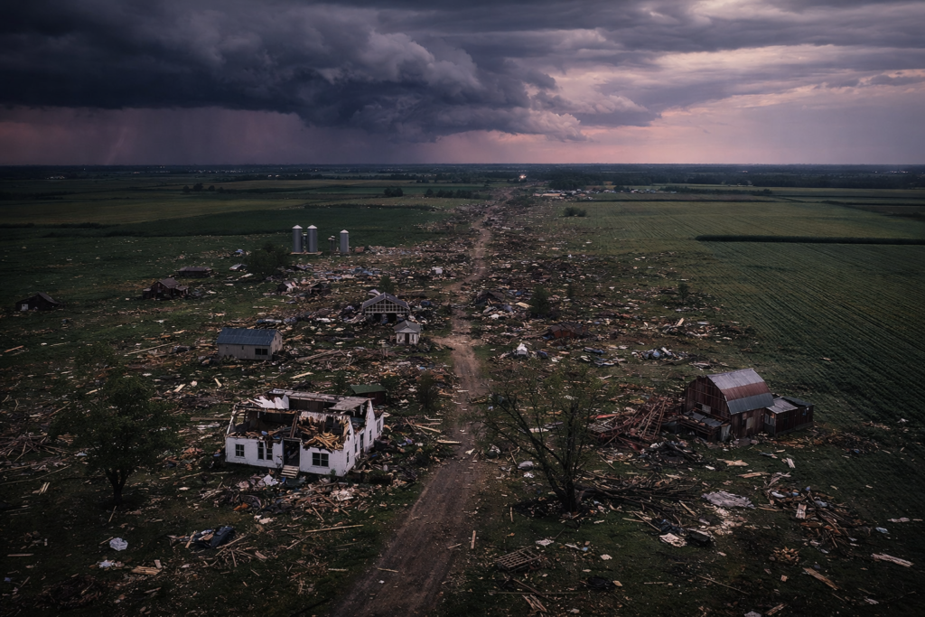 SamacharToday.co.in - इलिनोइस में बवंडर से भारी तबाही, बिजली ठप