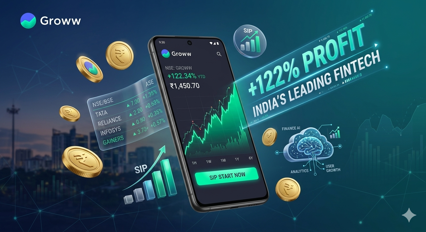 SamacharToday.co.in - Groww के शेयर Q4 नतीजों के बाद उछले