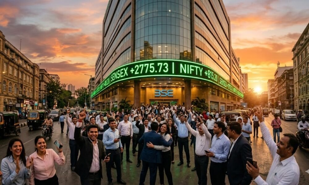SamacharToday.co.in - अमेरिका-ईरान युद्धविराम से सेंसेक्स में भारी उछाल' - AI Generated Image