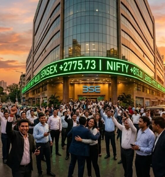 SamacharToday.co.in - अमेरिका-ईरान युद्धविराम से सेंसेक्स में भारी उछाल' - AI Generated Image
